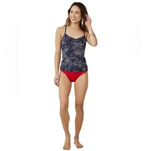 Carve Designs Stinson Tankini Top Small Blue Red White